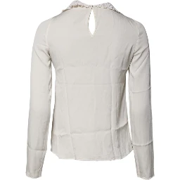 Cream Floral Lace Long Sleeves Blouse Top
