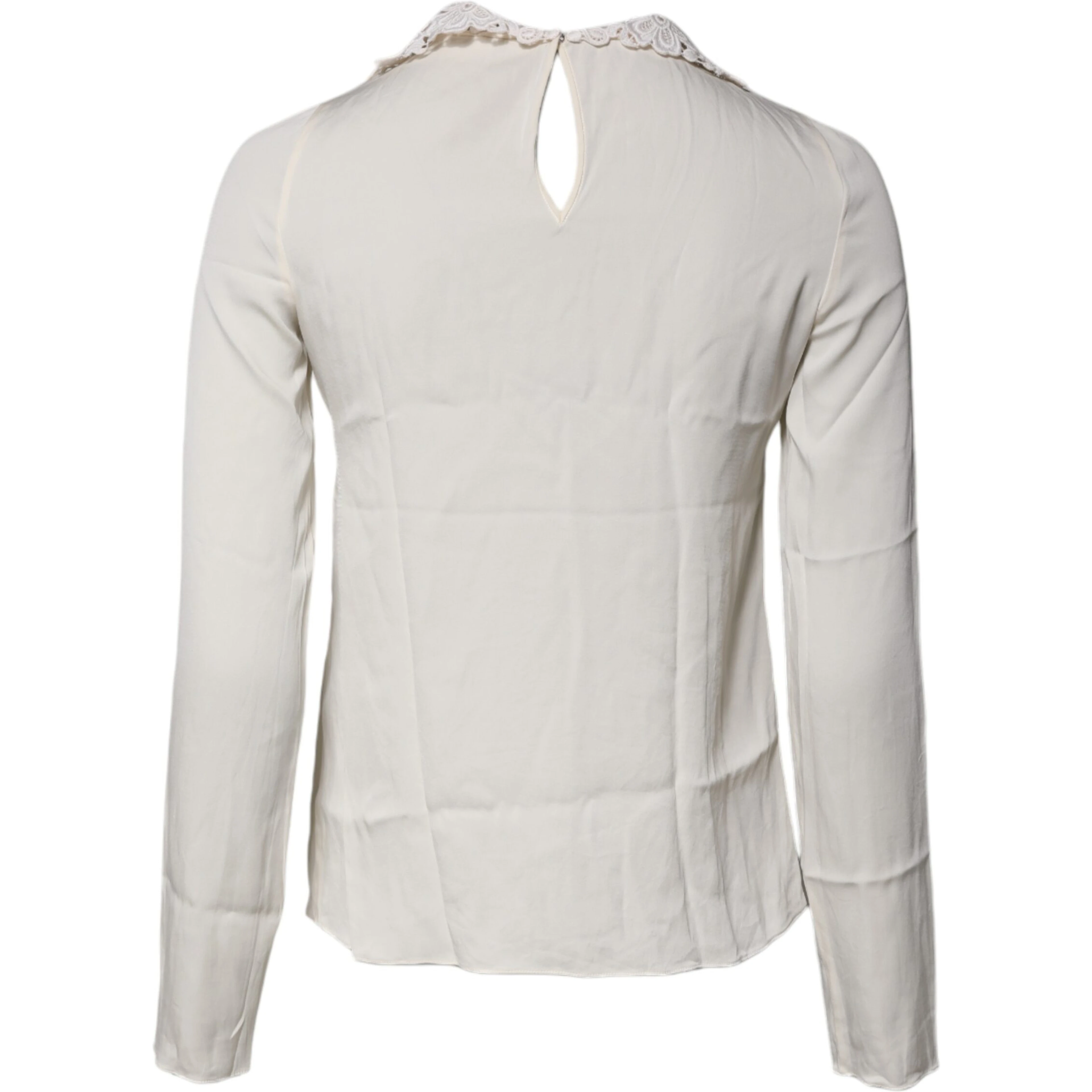 Cream Floral Lace Long Sleeves Blouse Top