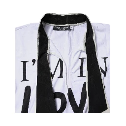 White Cotton Silk Blend Ascot Collar T-shirt
