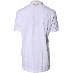 White Cotton Silk Blend Ascot Collar T-shirt