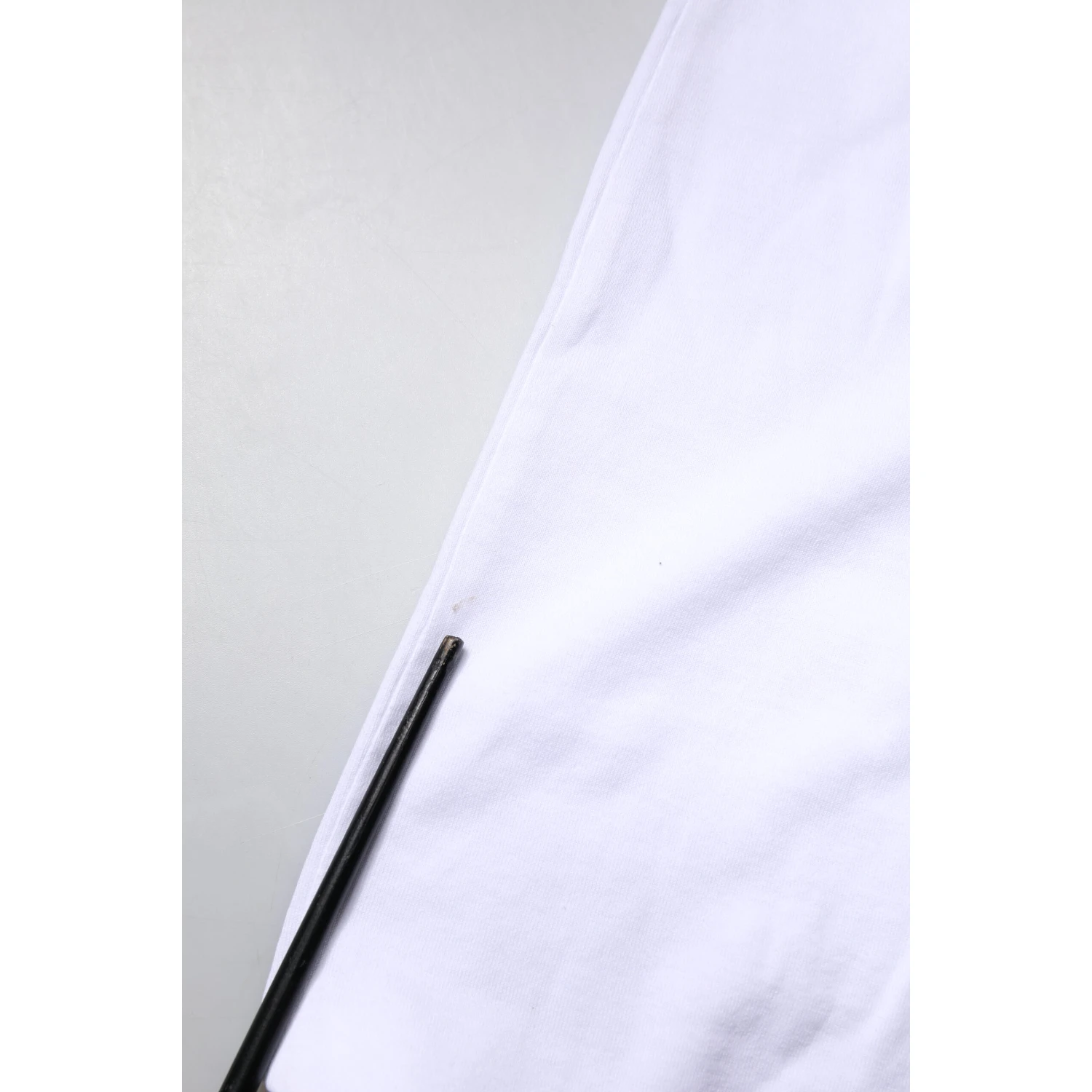 White Cotton Silk Blend Ascot Collar T-shirt