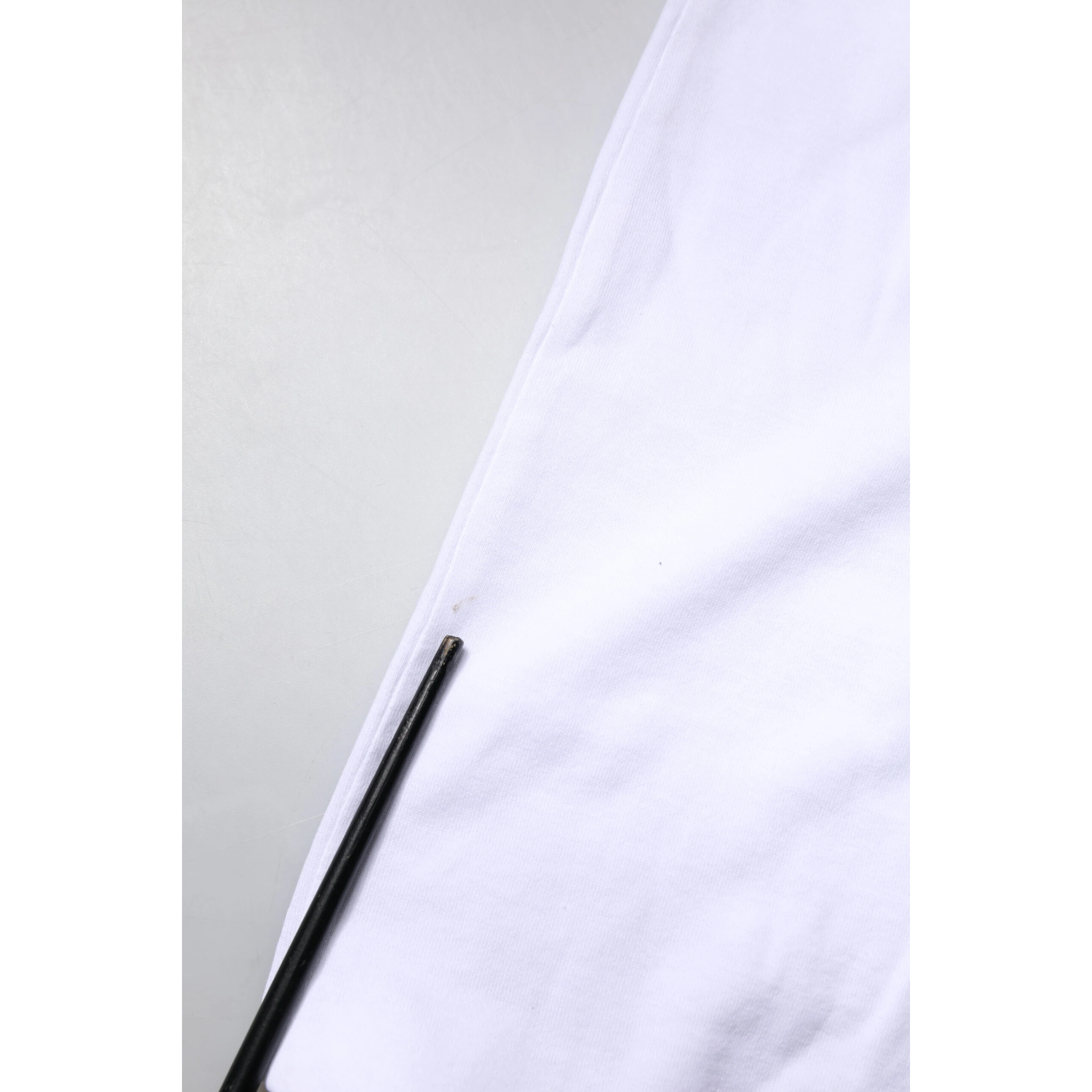 White Cotton Silk Blend Ascot Collar T-shirt