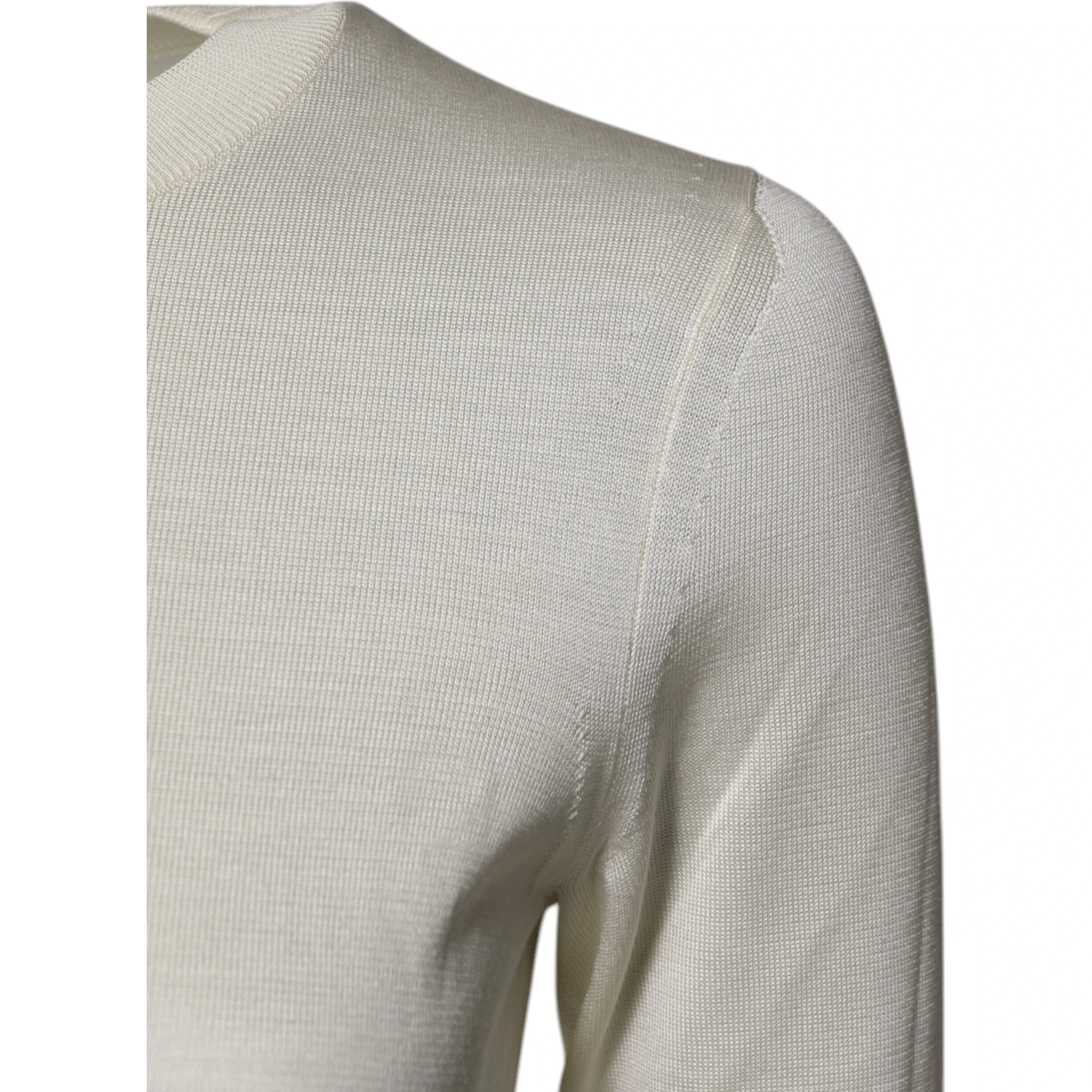 Cream Short Sleeve Silk Round Neck Blouse Top