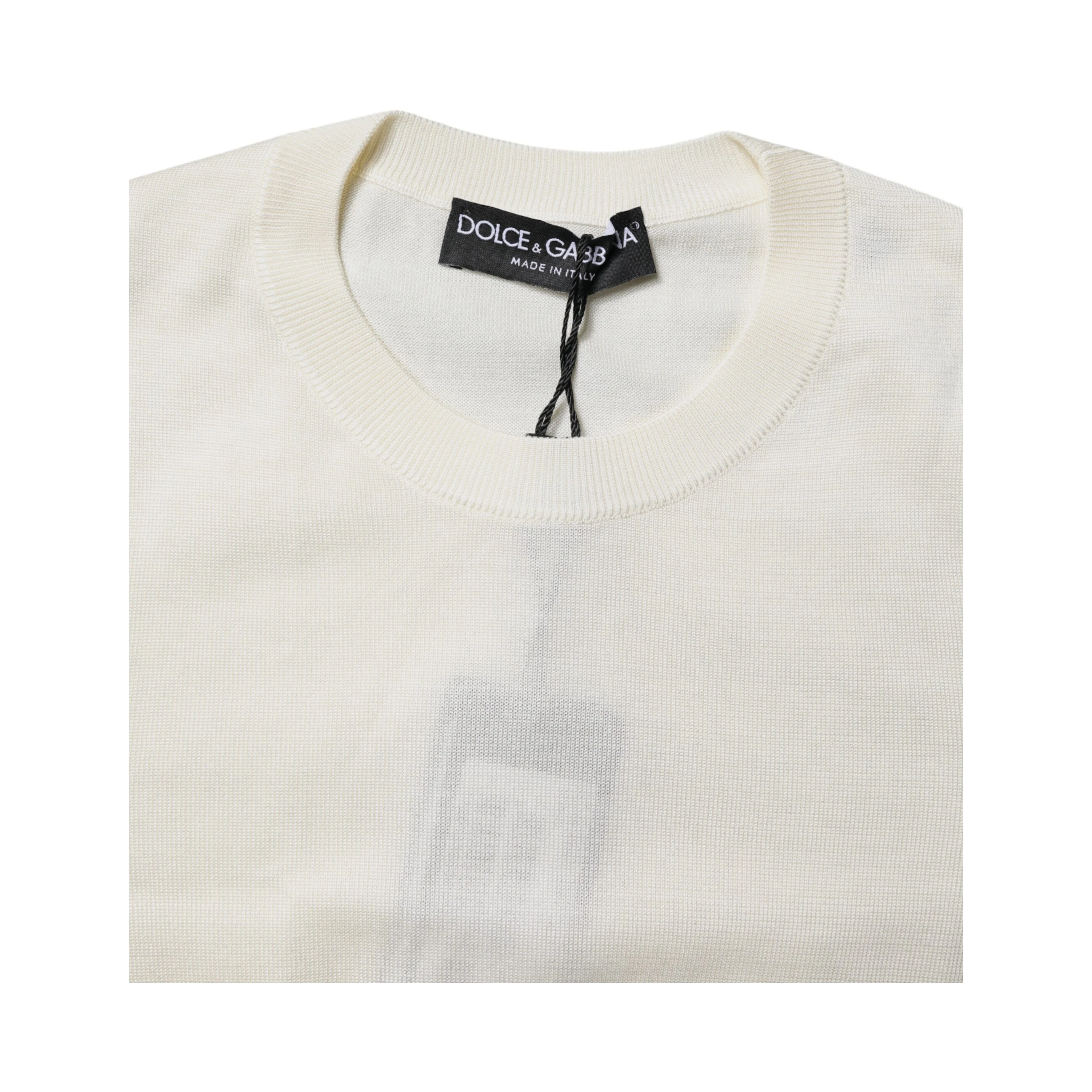 Cream Short Sleeve Silk Round Neck Blouse Top