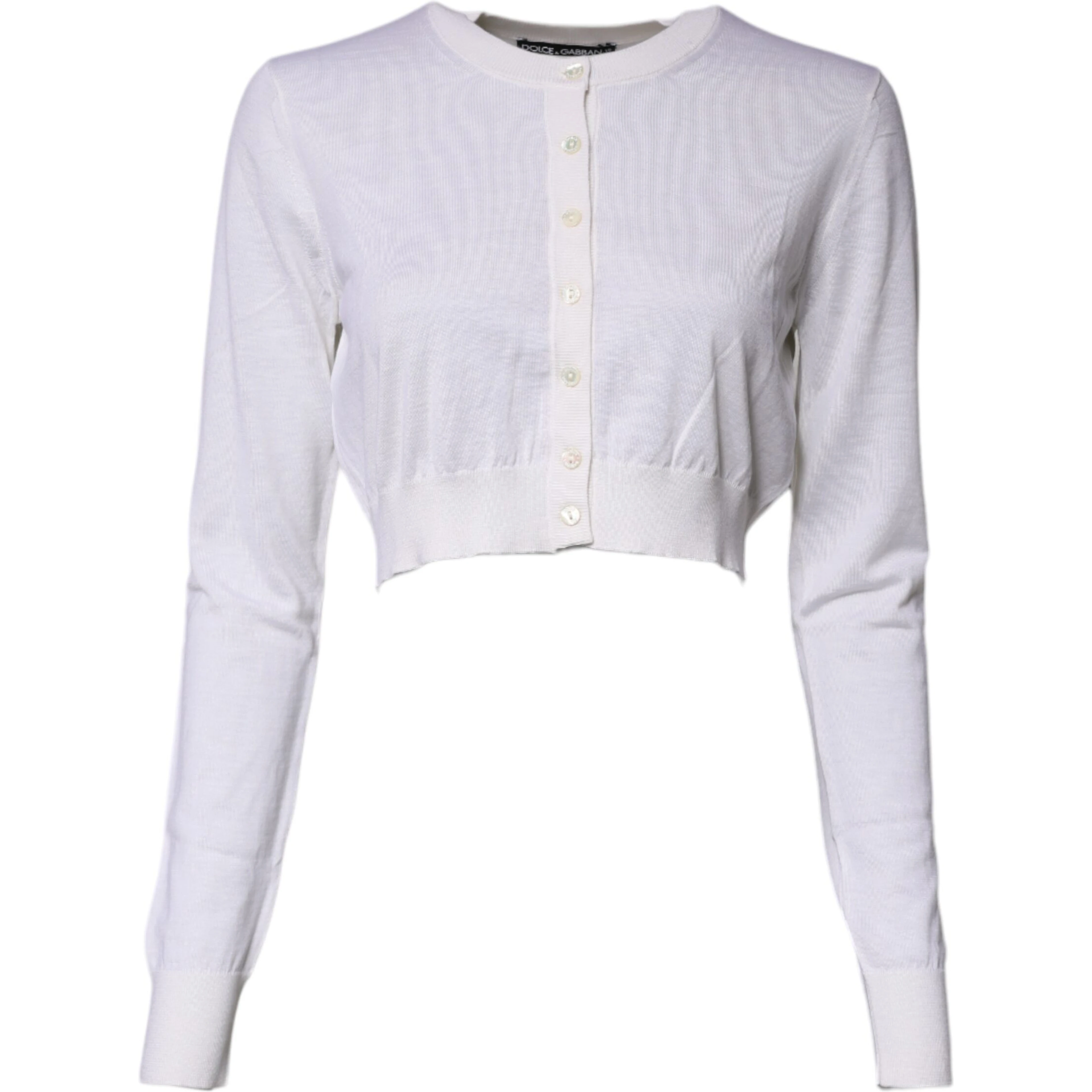 Cream Cashmere Knit Cropped Cardigan Sweater