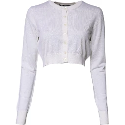 Cream Cashmere Knit Cropped Cardigan Sweater