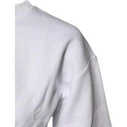 White Cotton Blend 3/4 Sleeves Blouse Top