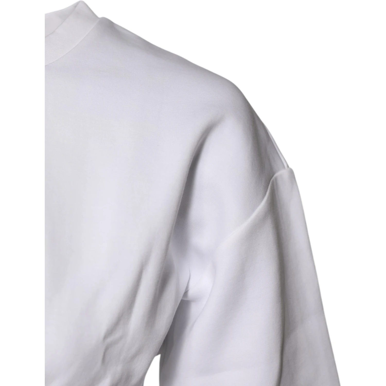 White Cotton Blend 3/4 Sleeves Blouse Top