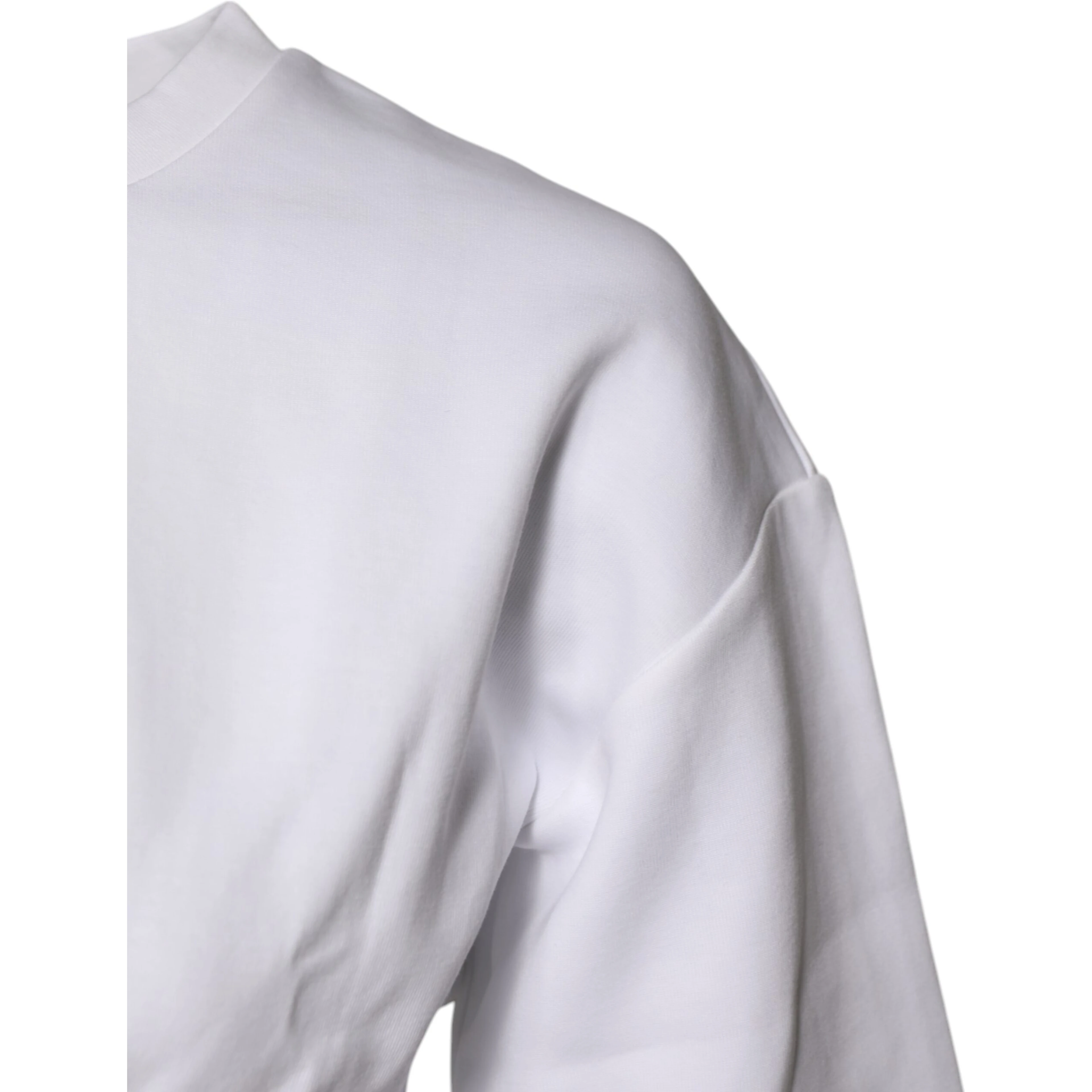 White Cotton Blend 3/4 Sleeves Blouse Top