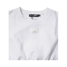 White Cotton Blend 3/4 Sleeves Blouse Top