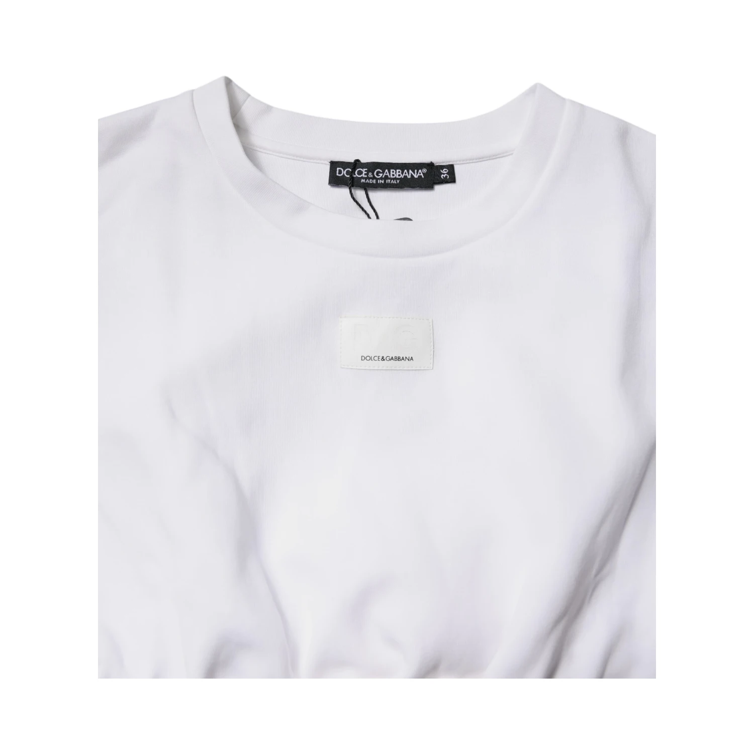 White Cotton Blend 3/4 Sleeves Blouse Top