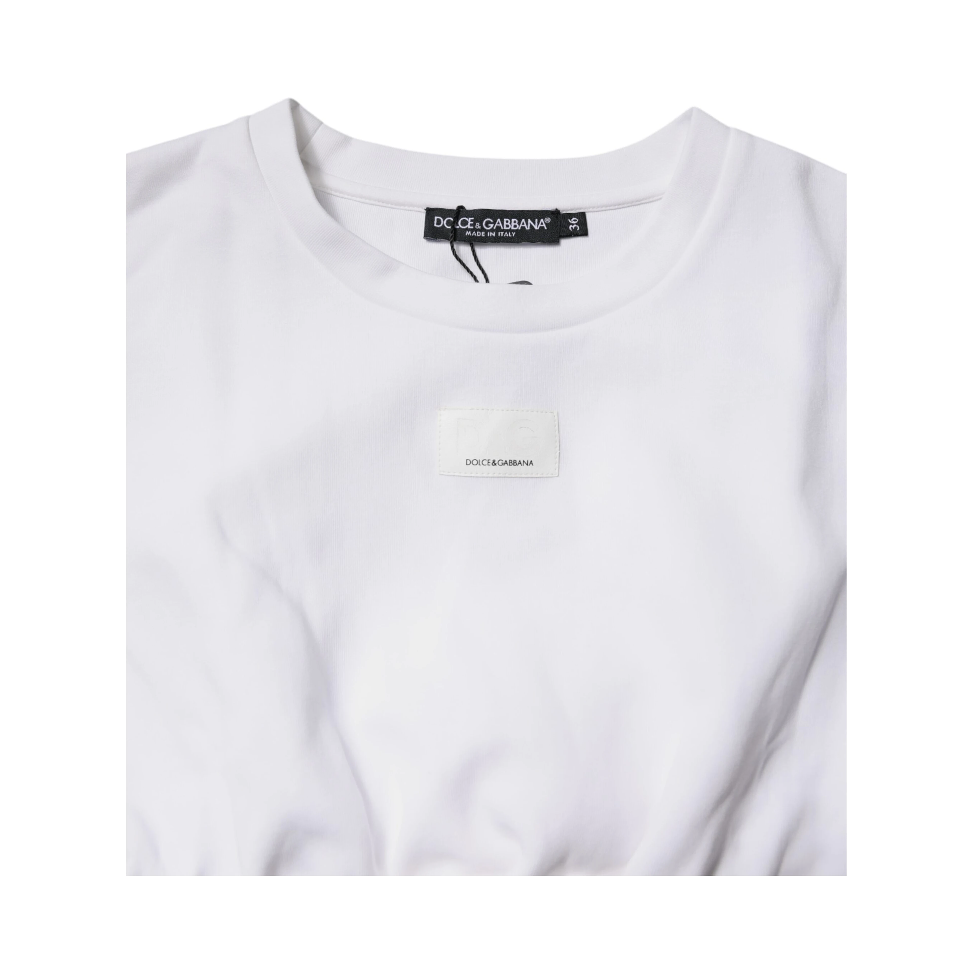 White Cotton Blend 3/4 Sleeves Blouse Top