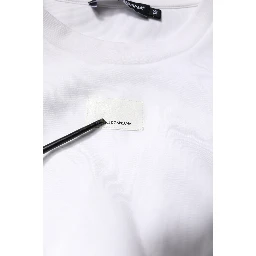 White Cotton Blend 3/4 Sleeves Blouse Top