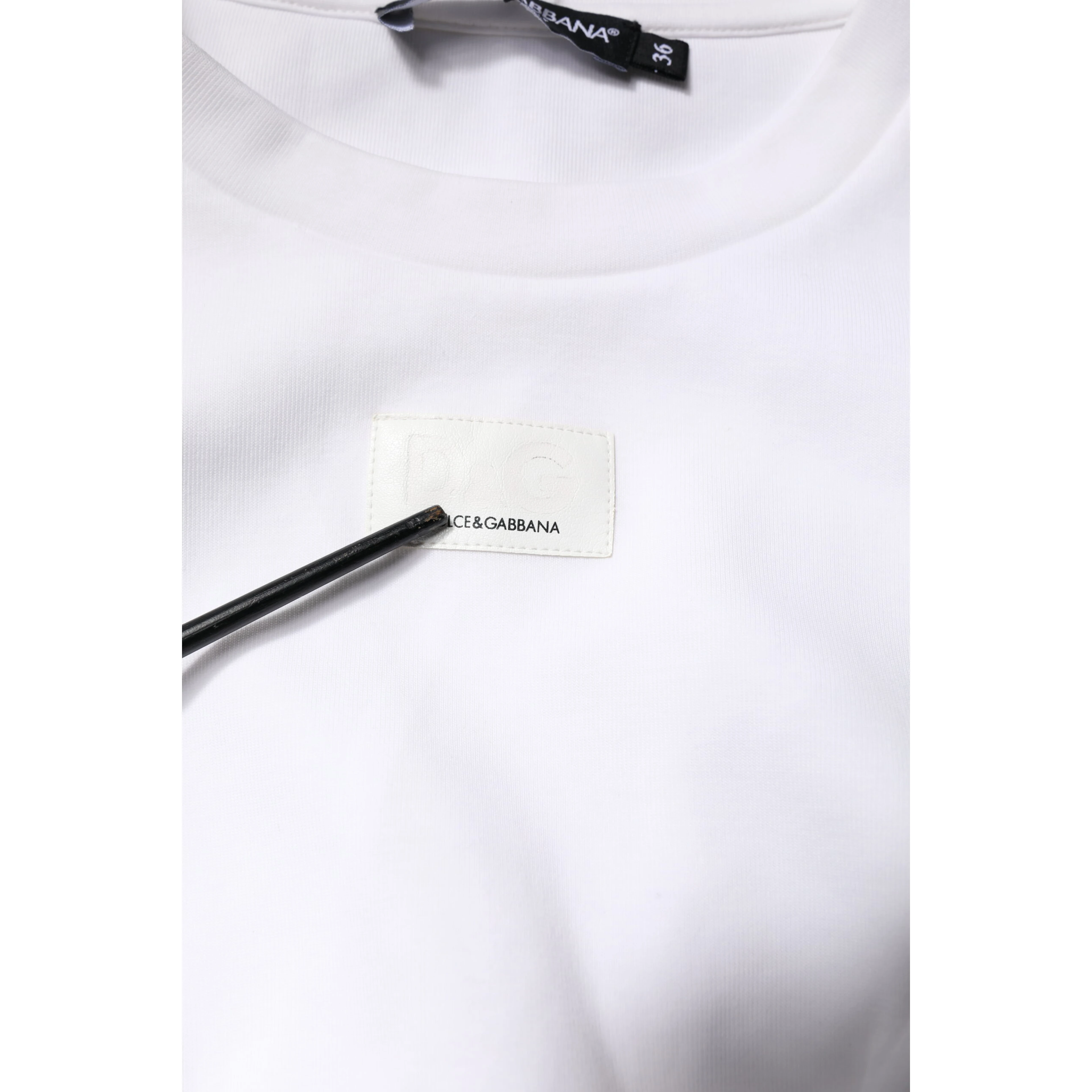 White Cotton Blend 3/4 Sleeves Blouse Top
