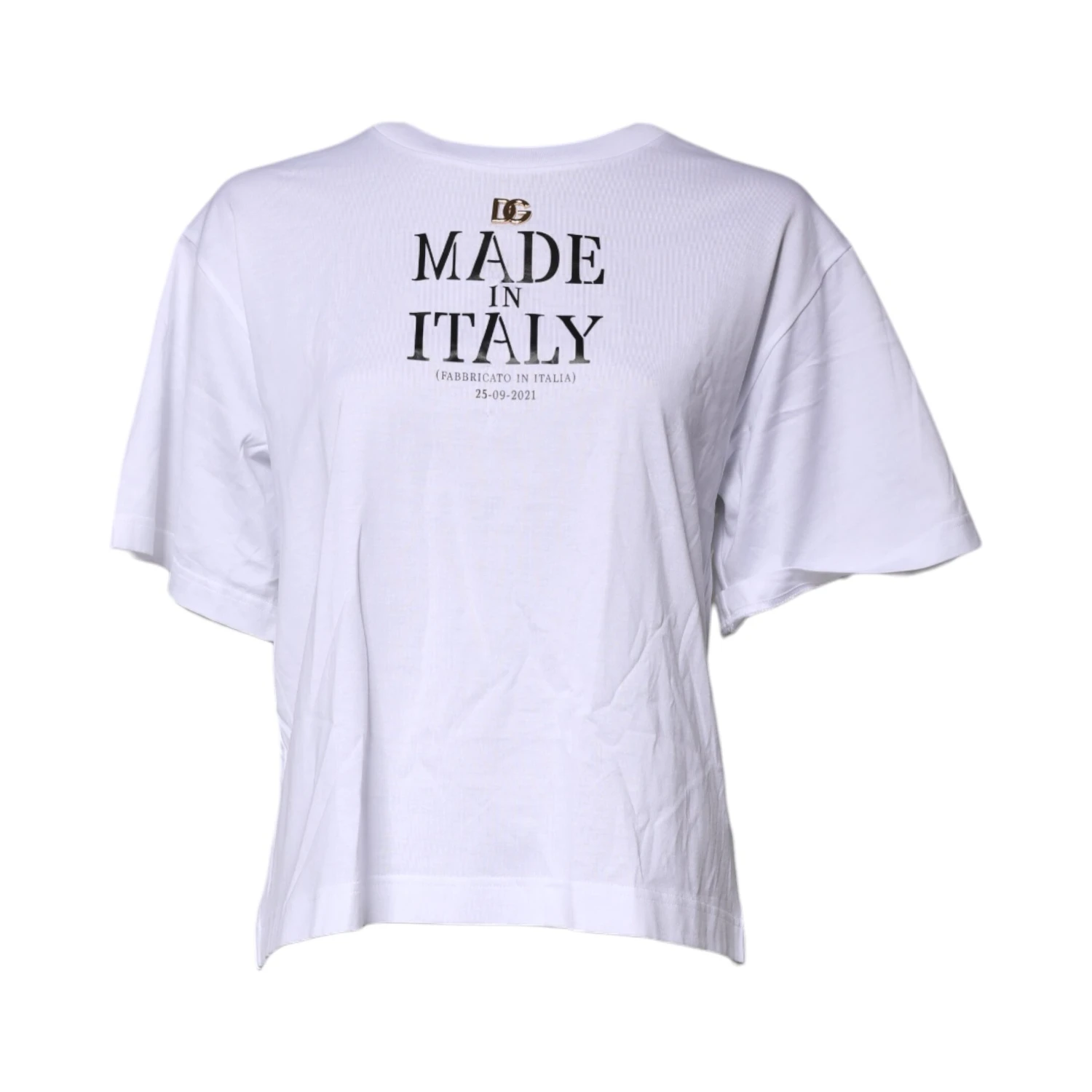 White Printed Round Neck Top Cotton T-shirt