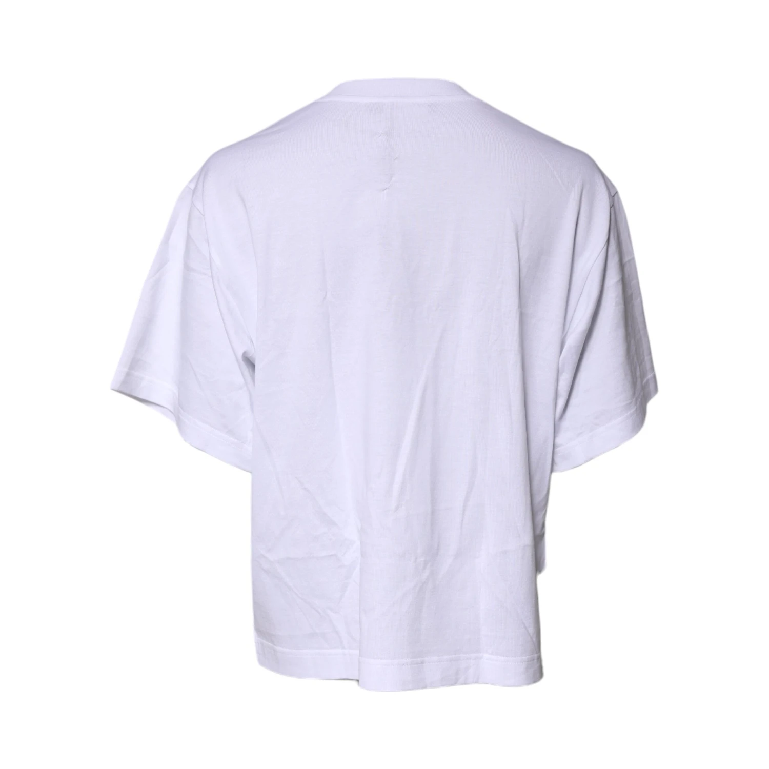 White Printed Round Neck Top Cotton T-shirt