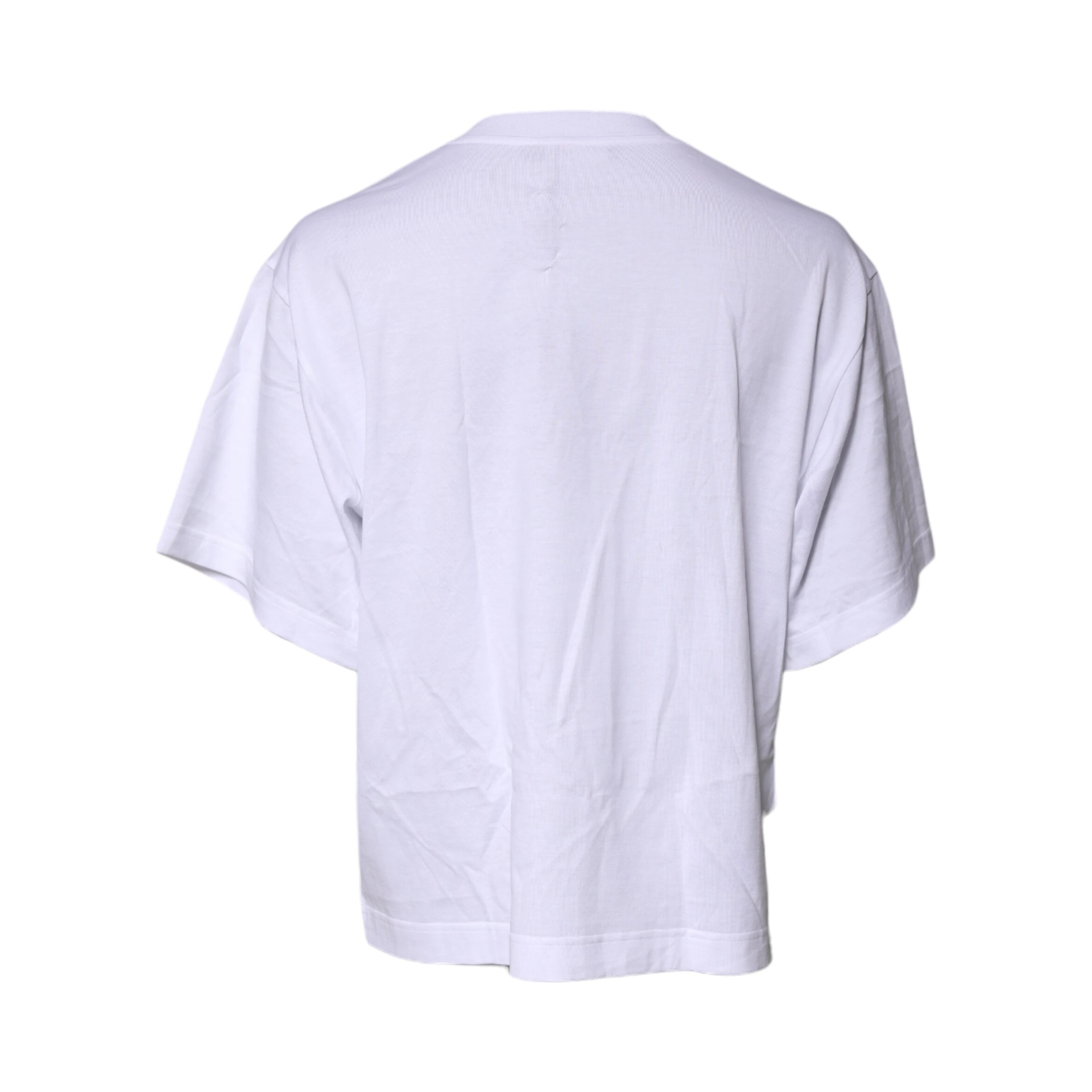 White Printed Round Neck Top Cotton T-shirt
