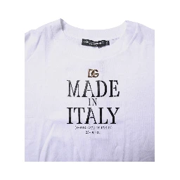 White Printed Round Neck Top Cotton T-shirt