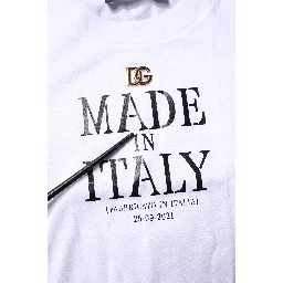 White Printed Round Neck Top Cotton T-shirt