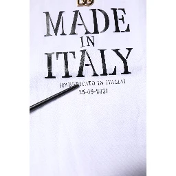 White Printed Round Neck Top Cotton T-shirt