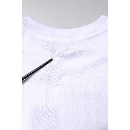 White Printed Round Neck Top Cotton T-shirt