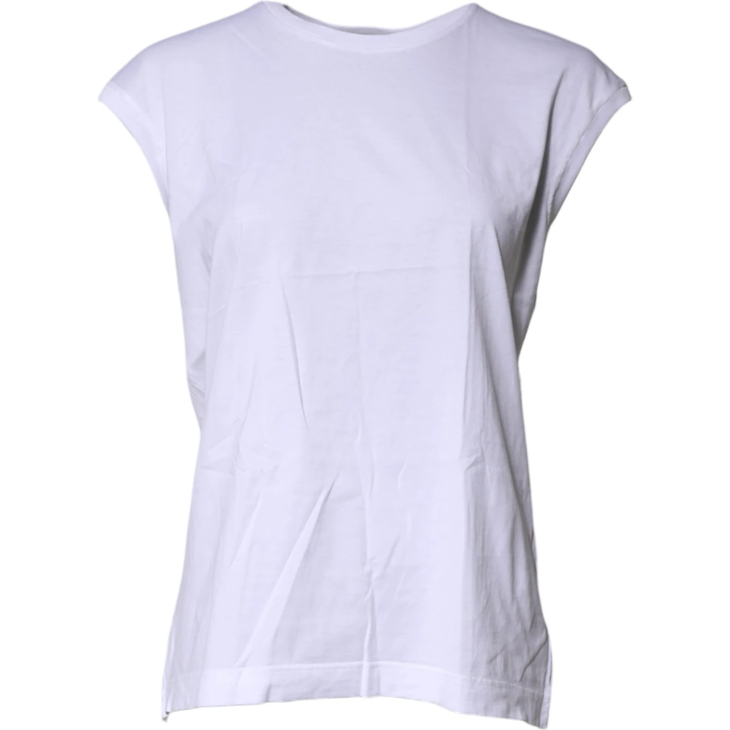 White Cotton Sleeveless Round Neck Tank Top