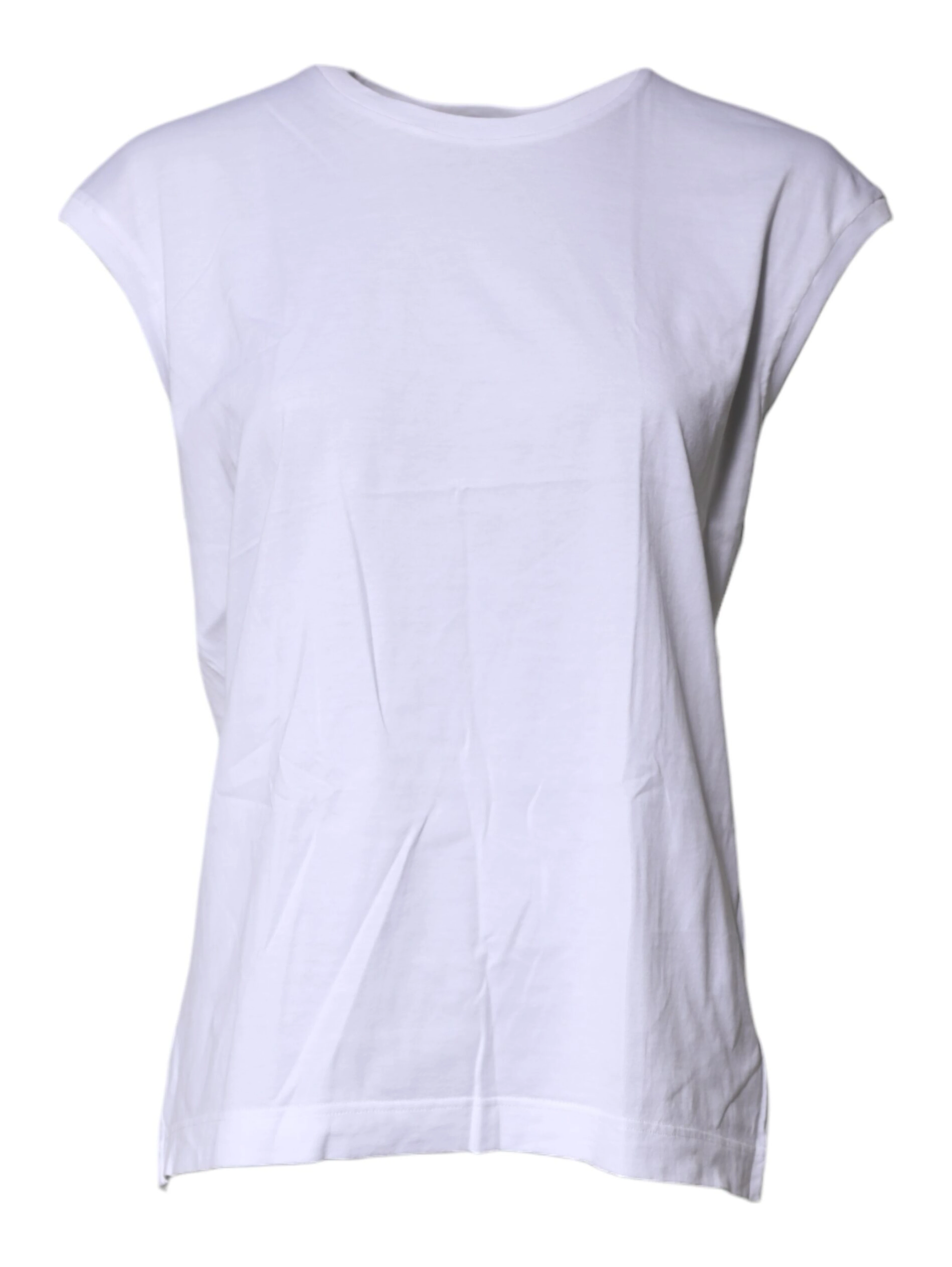 White Cotton Sleeveless Round Neck Tank Top
