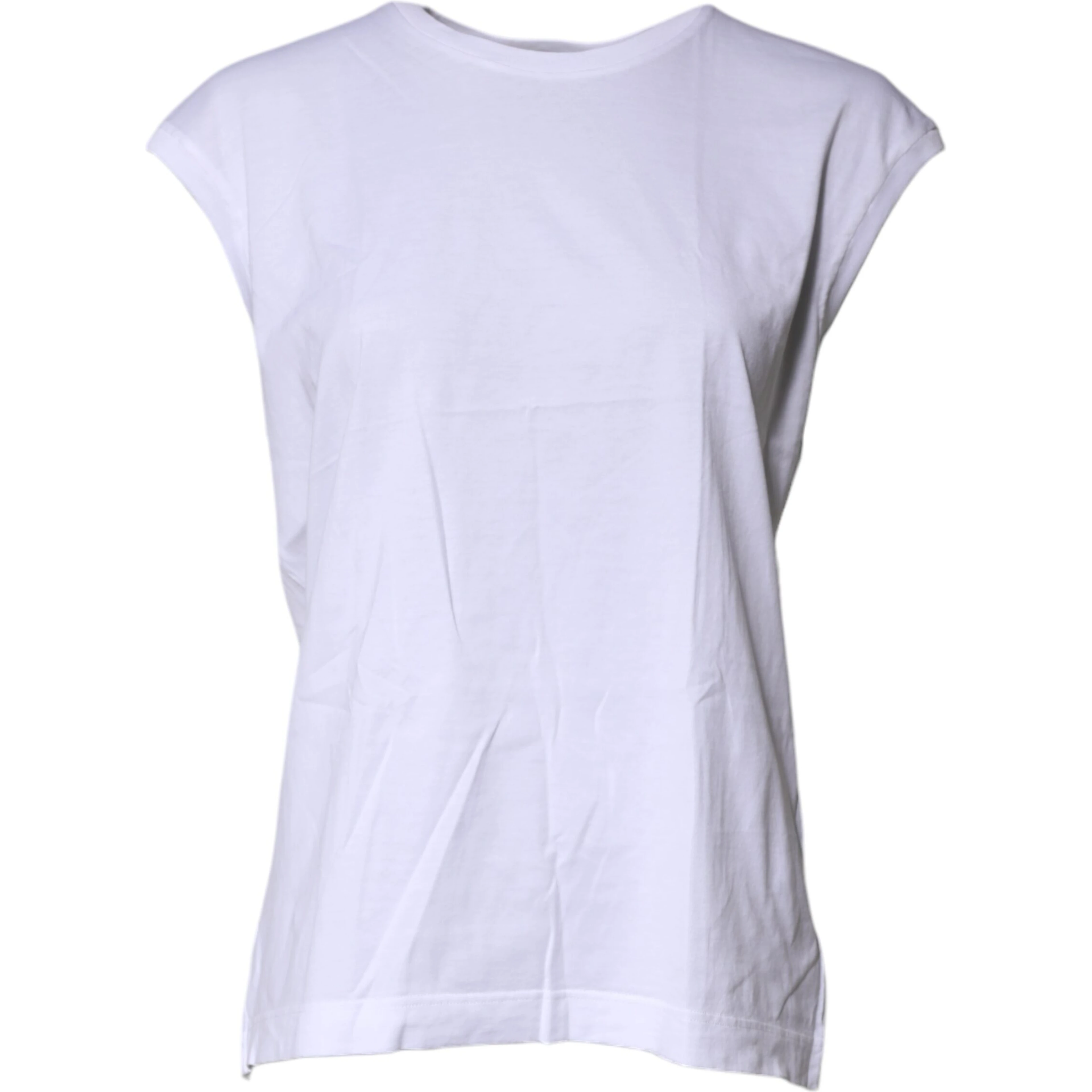 White Cotton Sleeveless Round Neck Tank Top