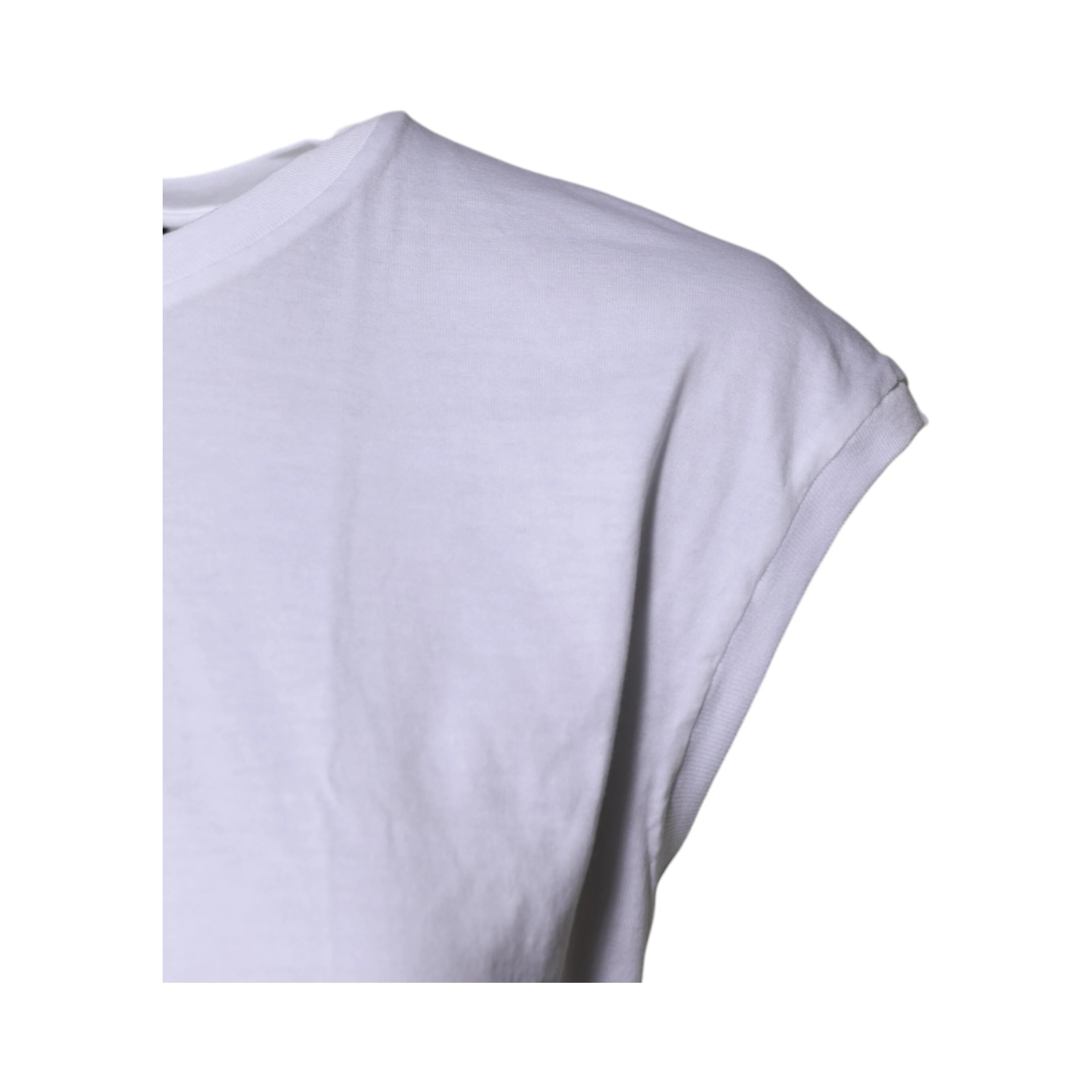 White Cotton Sleeveless Round Neck Tank Top