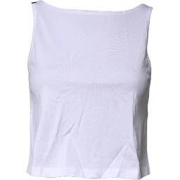 White Cotton Sleeveless Round Neck Tank Top
