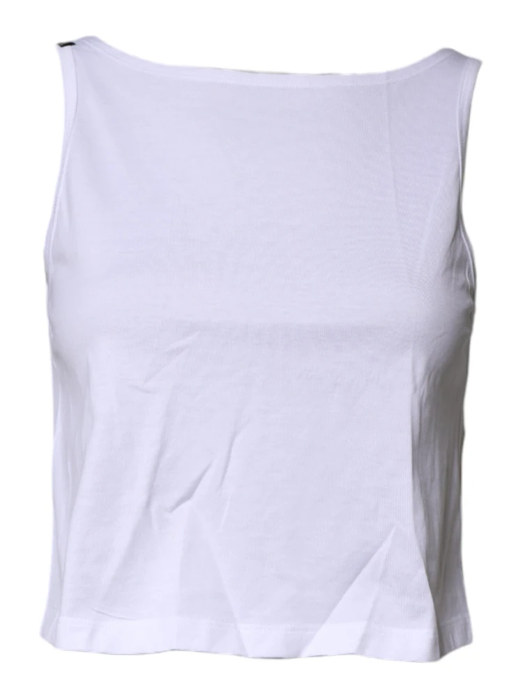 White Cotton Sleeveless Round Neck Tank Top