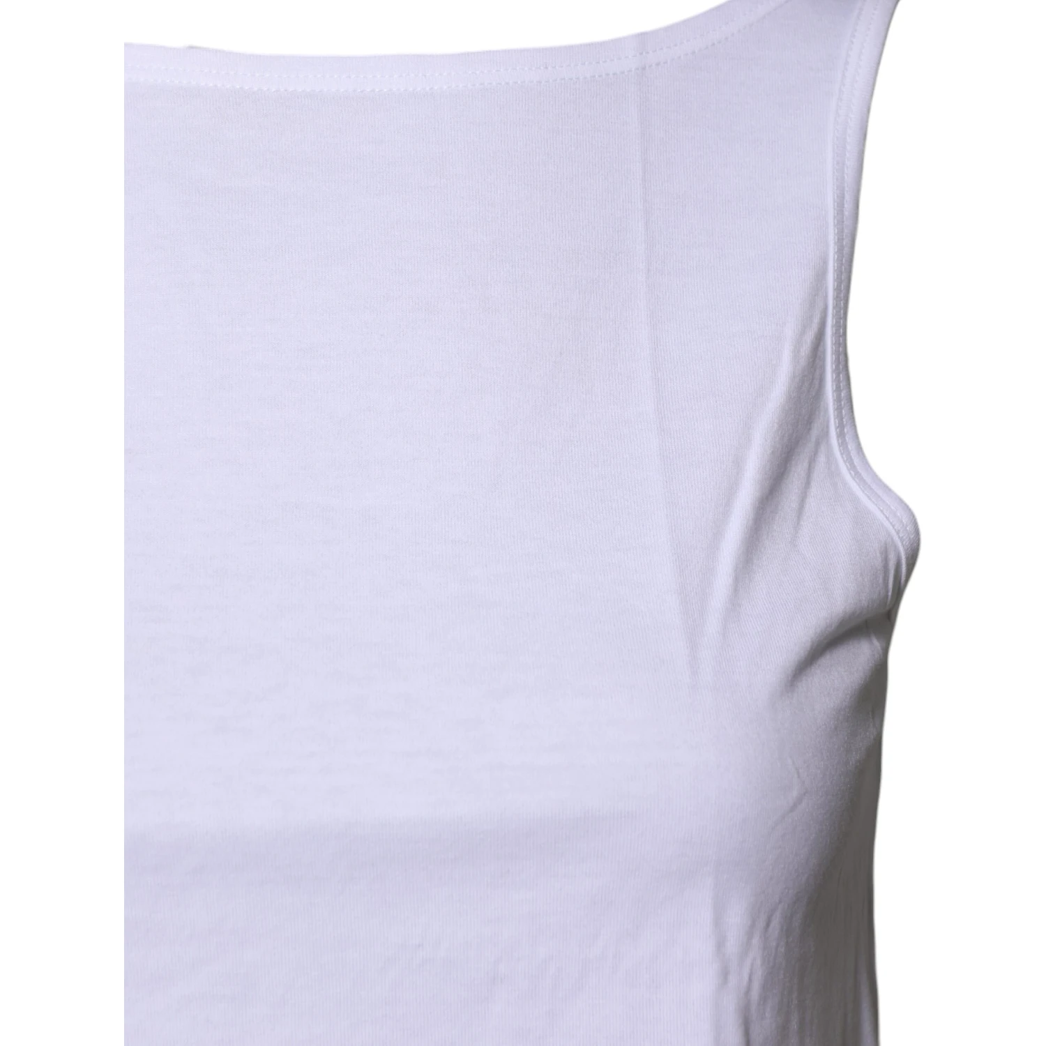 White Cotton Sleeveless Round Neck Tank Top