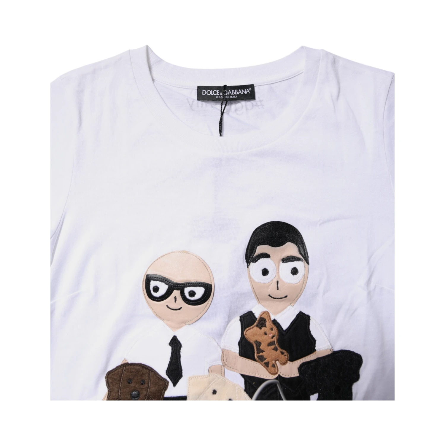 White Cotton #DGFAMILY Embroidery T-shirt