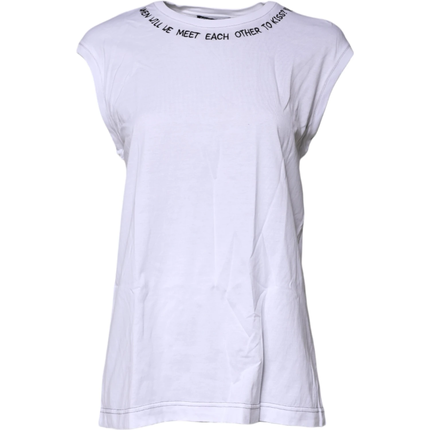 White Cotton Sleeveless Printed Tank T-shirt