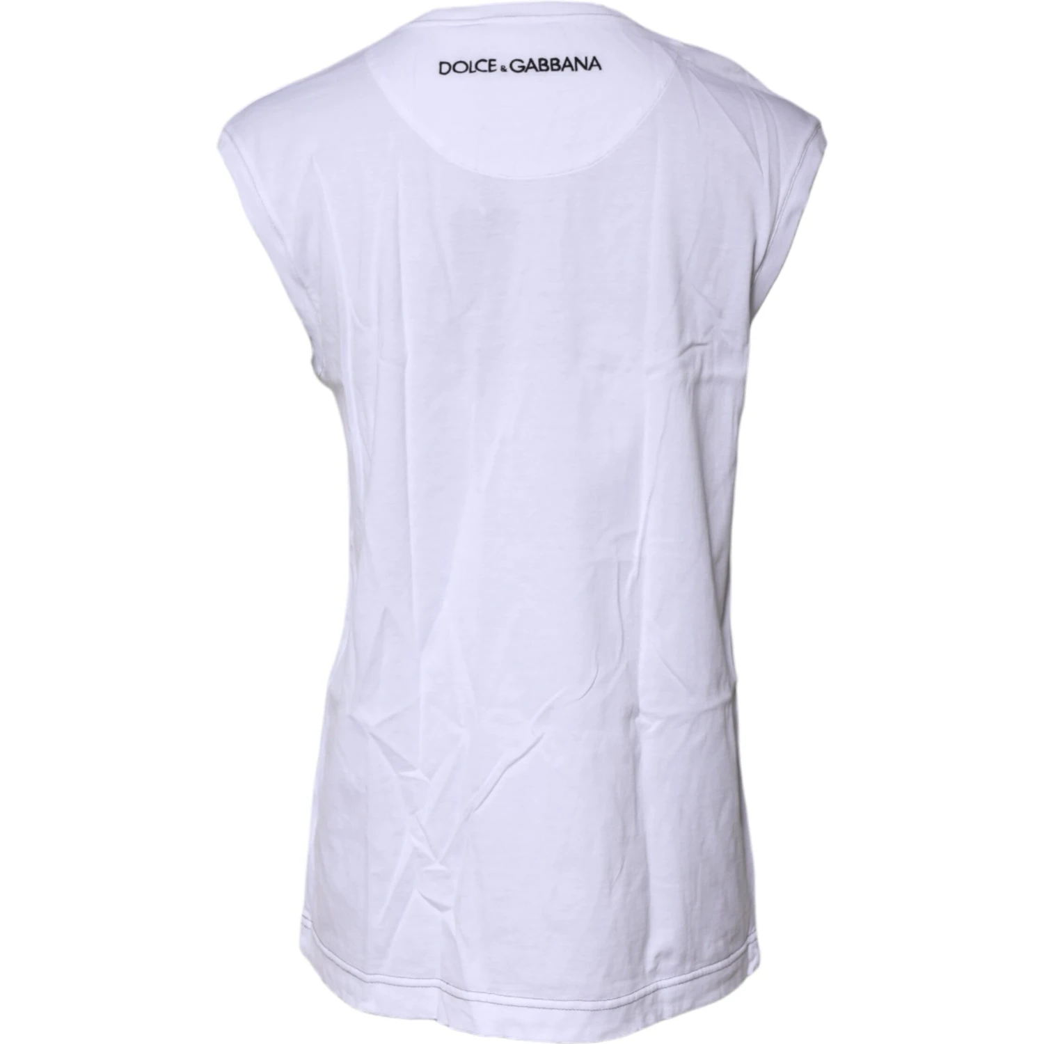 White Cotton Sleeveless Printed Tank T-shirt