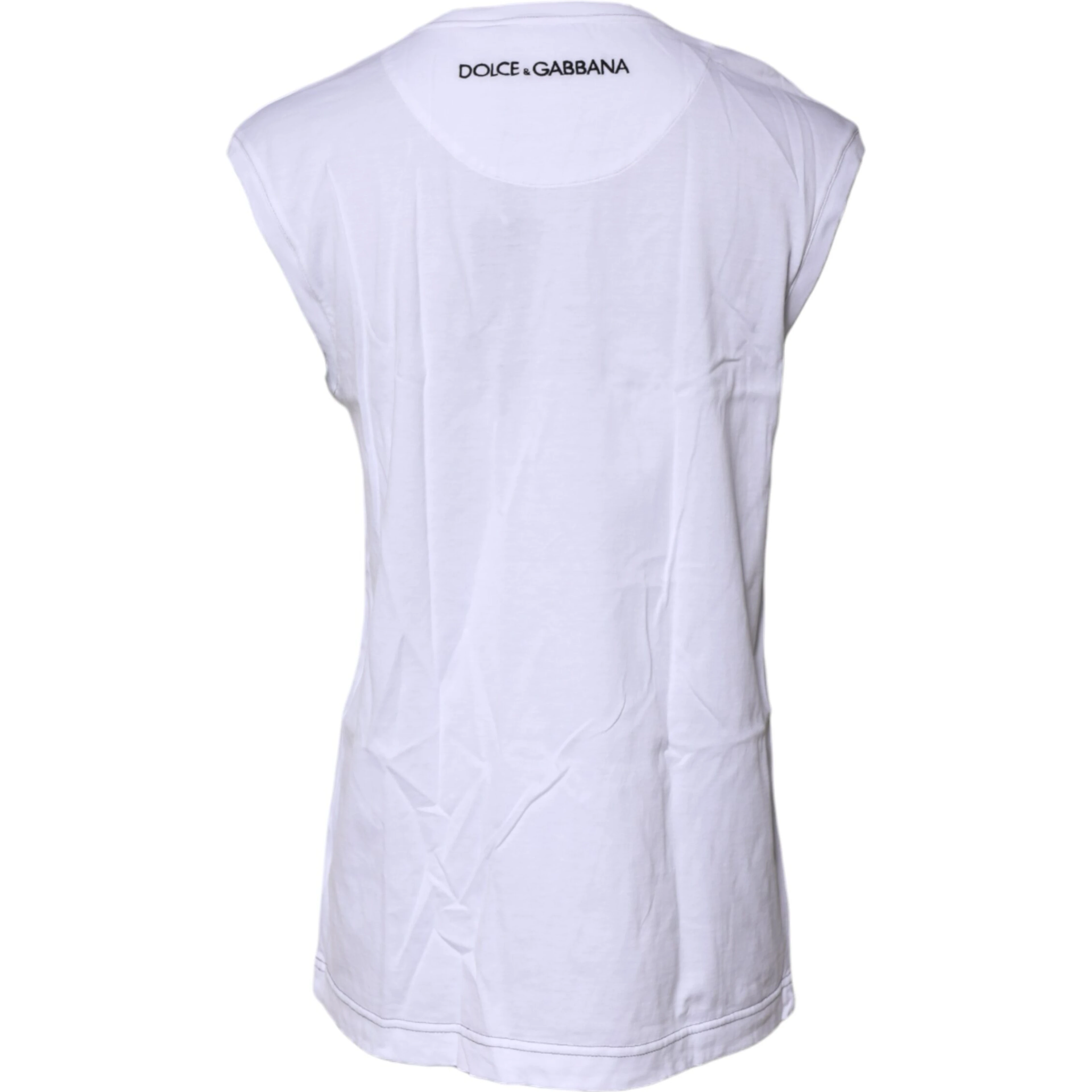 White Cotton Sleeveless Printed Tank T-shirt