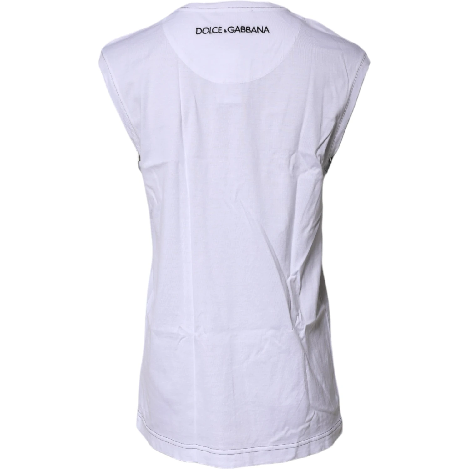 White Cotton Sleeveless Printed Tank T-shirt