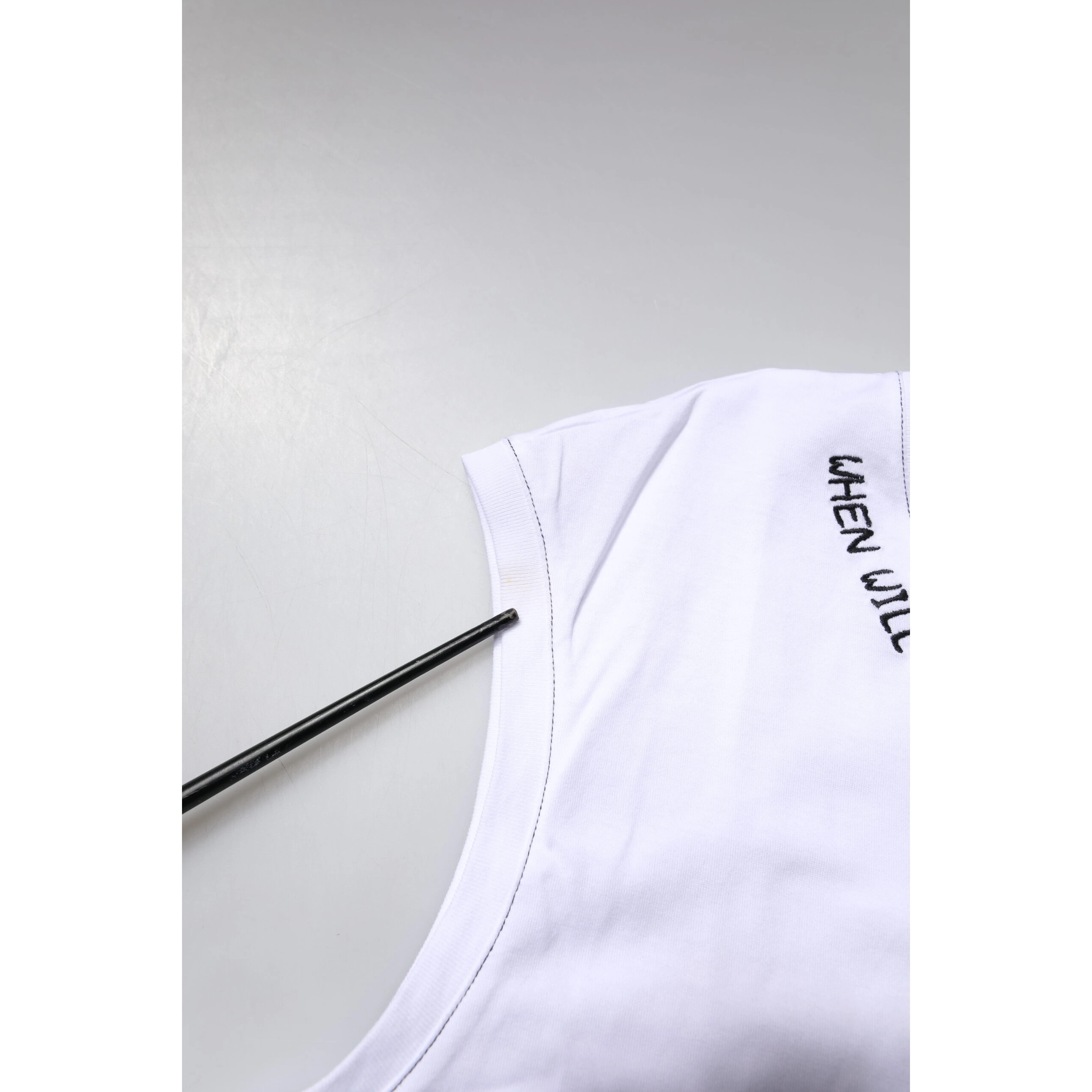 White Cotton Sleeveless Printed Tank T-shirt
