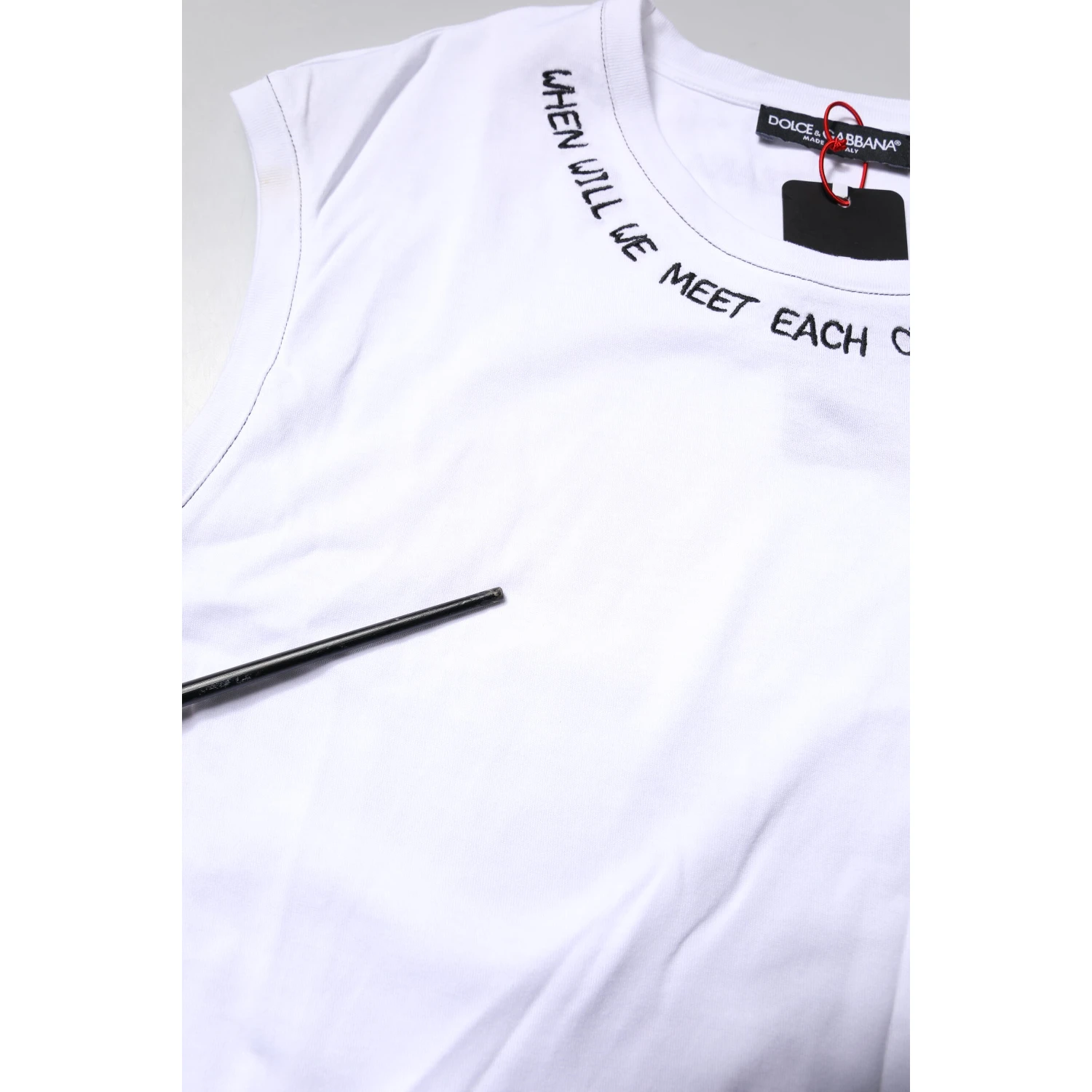 White Cotton Sleeveless Printed Tank T-shirt