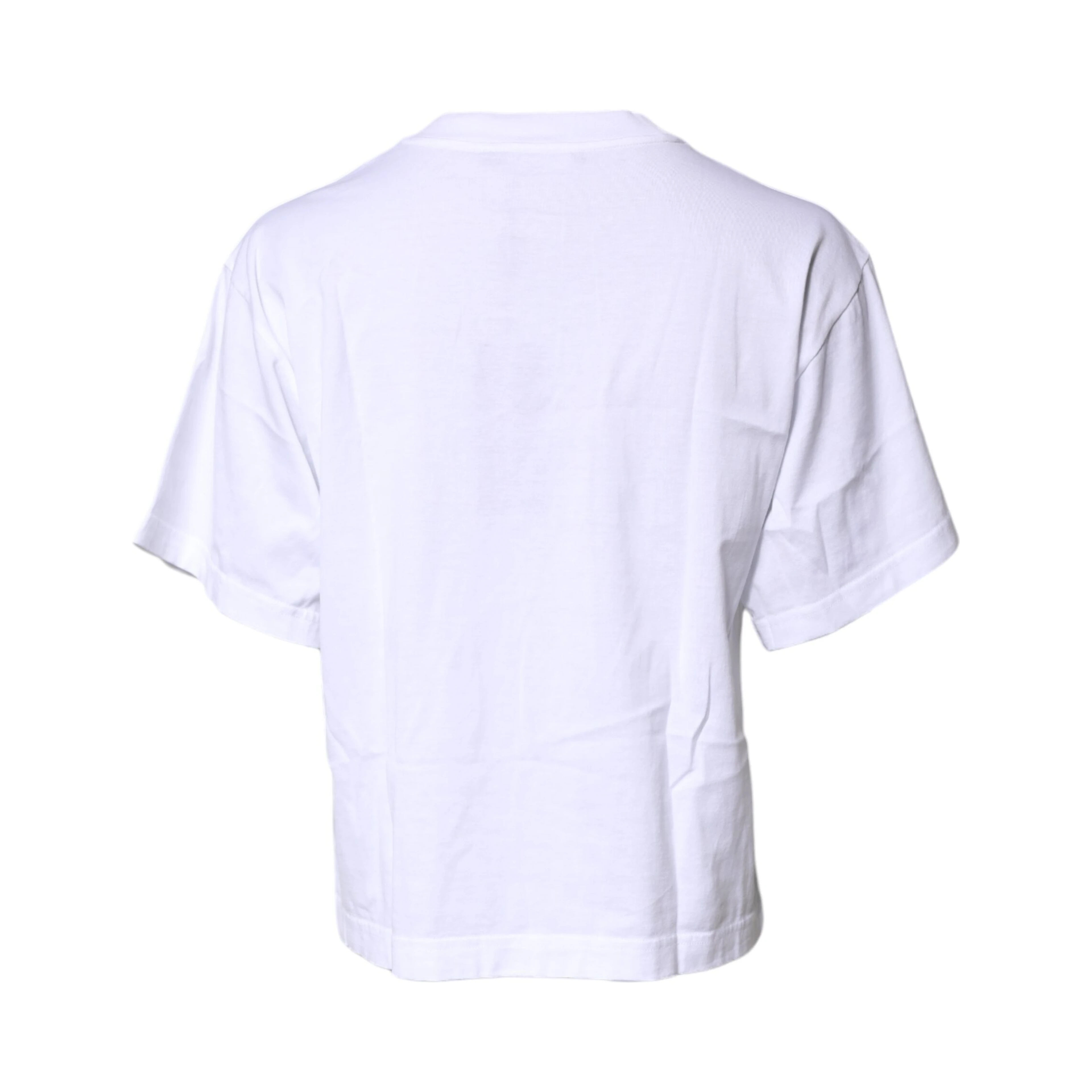 White Printed Round Neck Top Cotton T-shirt