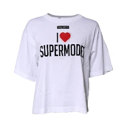 White Printed Round Neck Top Cotton T-shirt