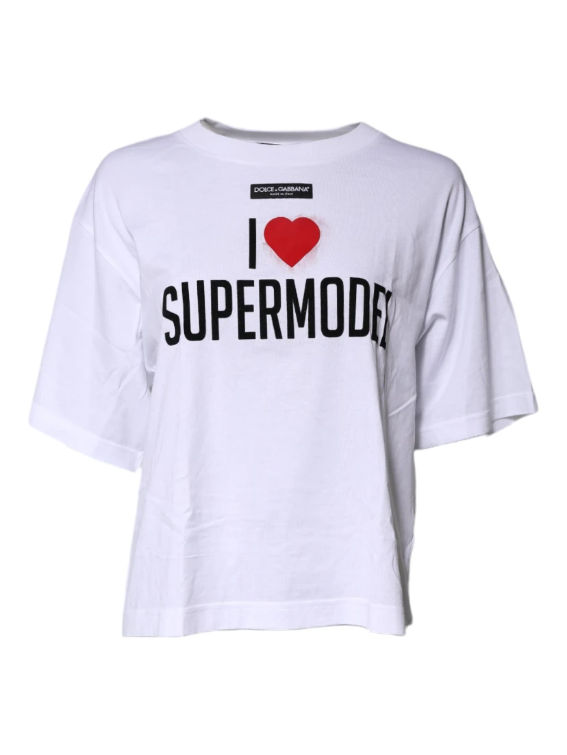 White Printed Round Neck Top Cotton T-shirt