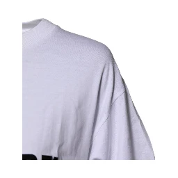 White Printed Round Neck Top Cotton T-shirt