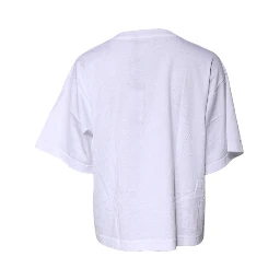 White Printed Round Neck Top Cotton T-shirt