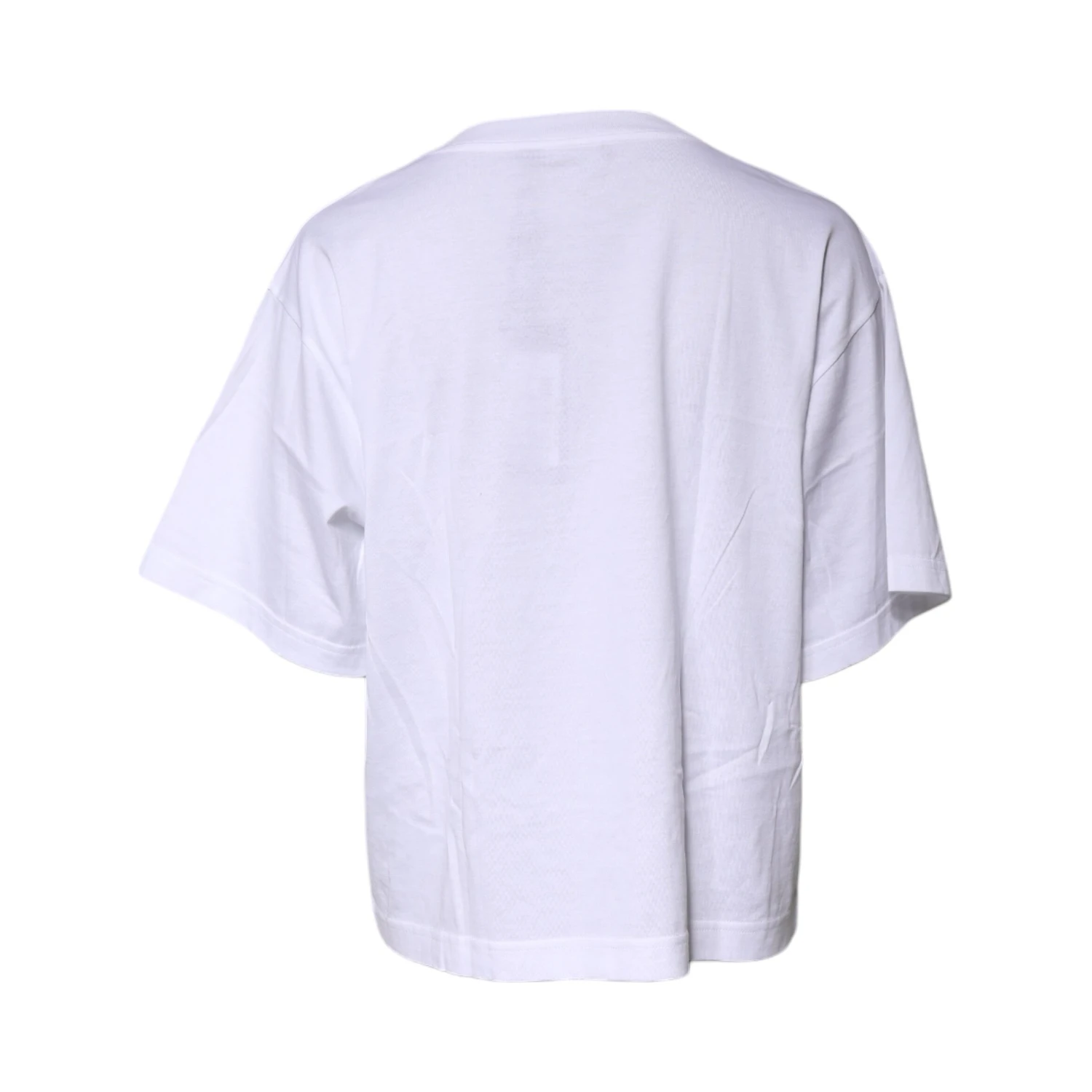 White Printed Round Neck Top Cotton T-shirt