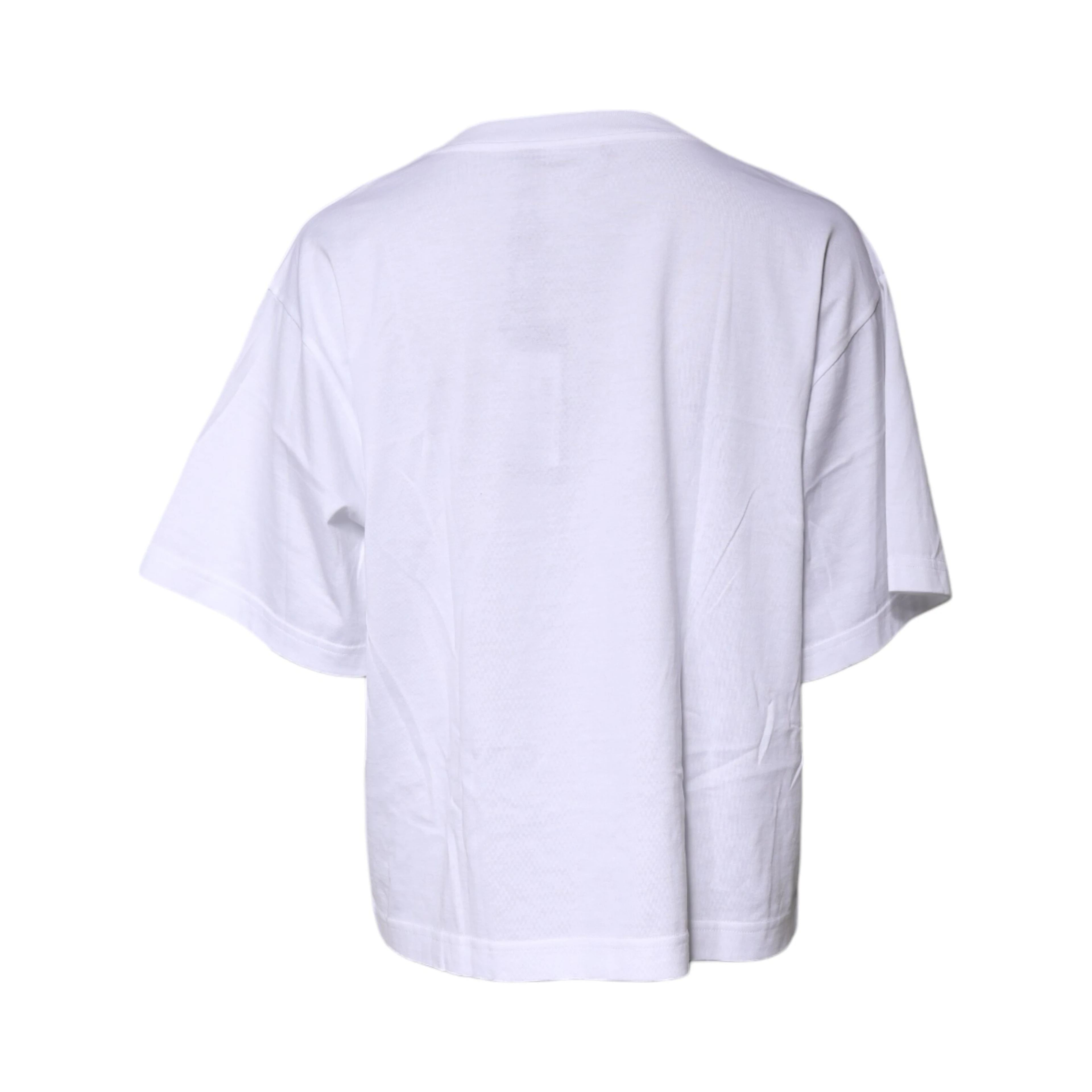 White Printed Round Neck Top Cotton T-shirt