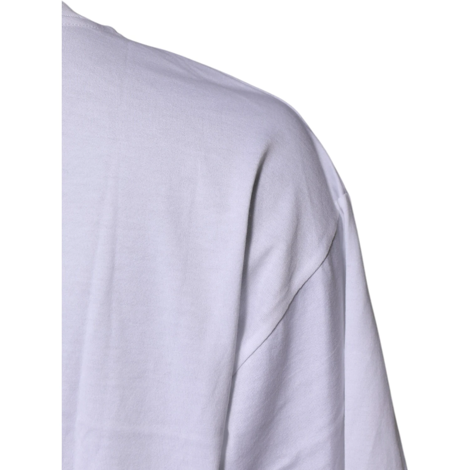 White Printed Round Neck Top Cotton T-shirt