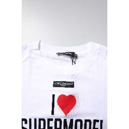 White Printed Round Neck Top Cotton T-shirt
