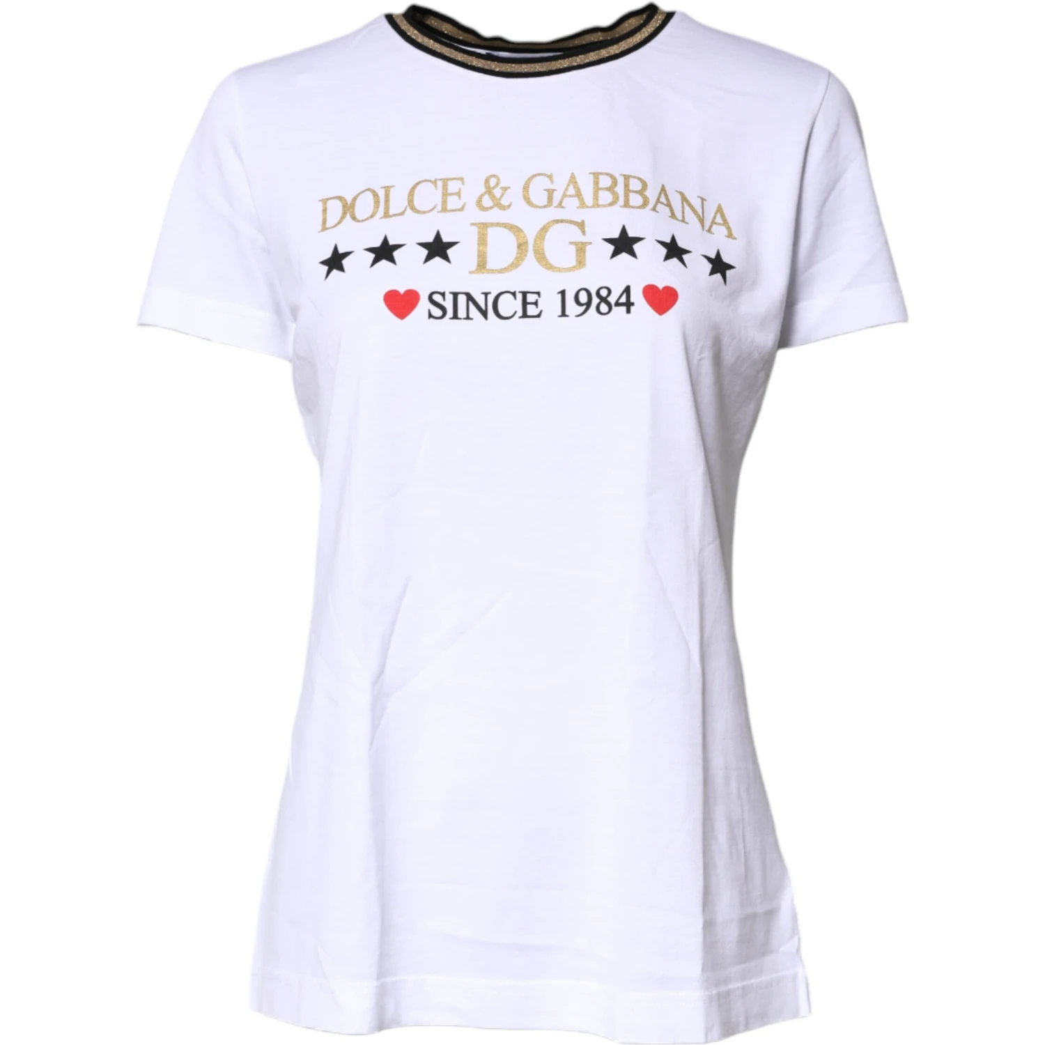 White Printed Round Neck Top Cotton T-shirt