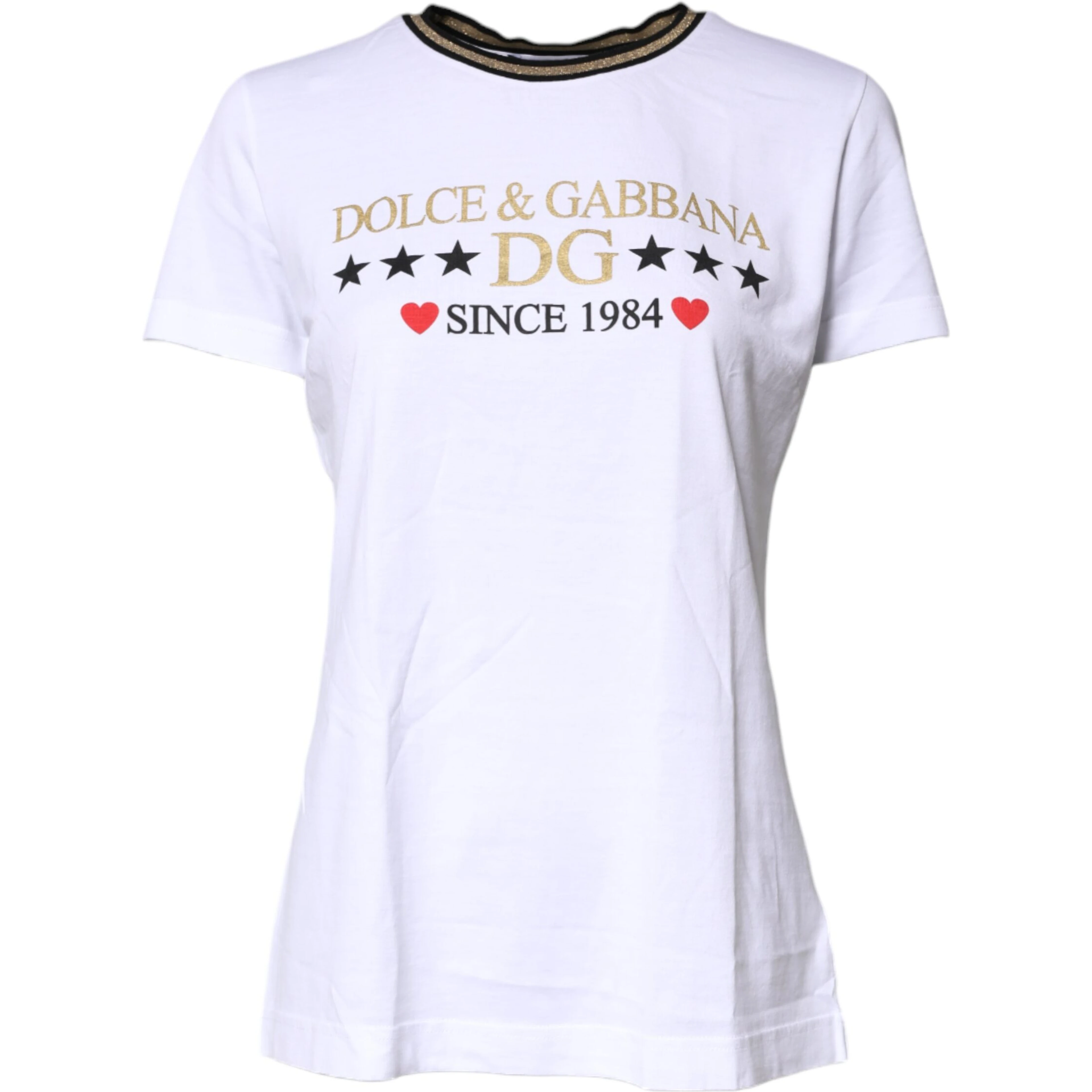 White Printed Round Neck Top Cotton T-shirt